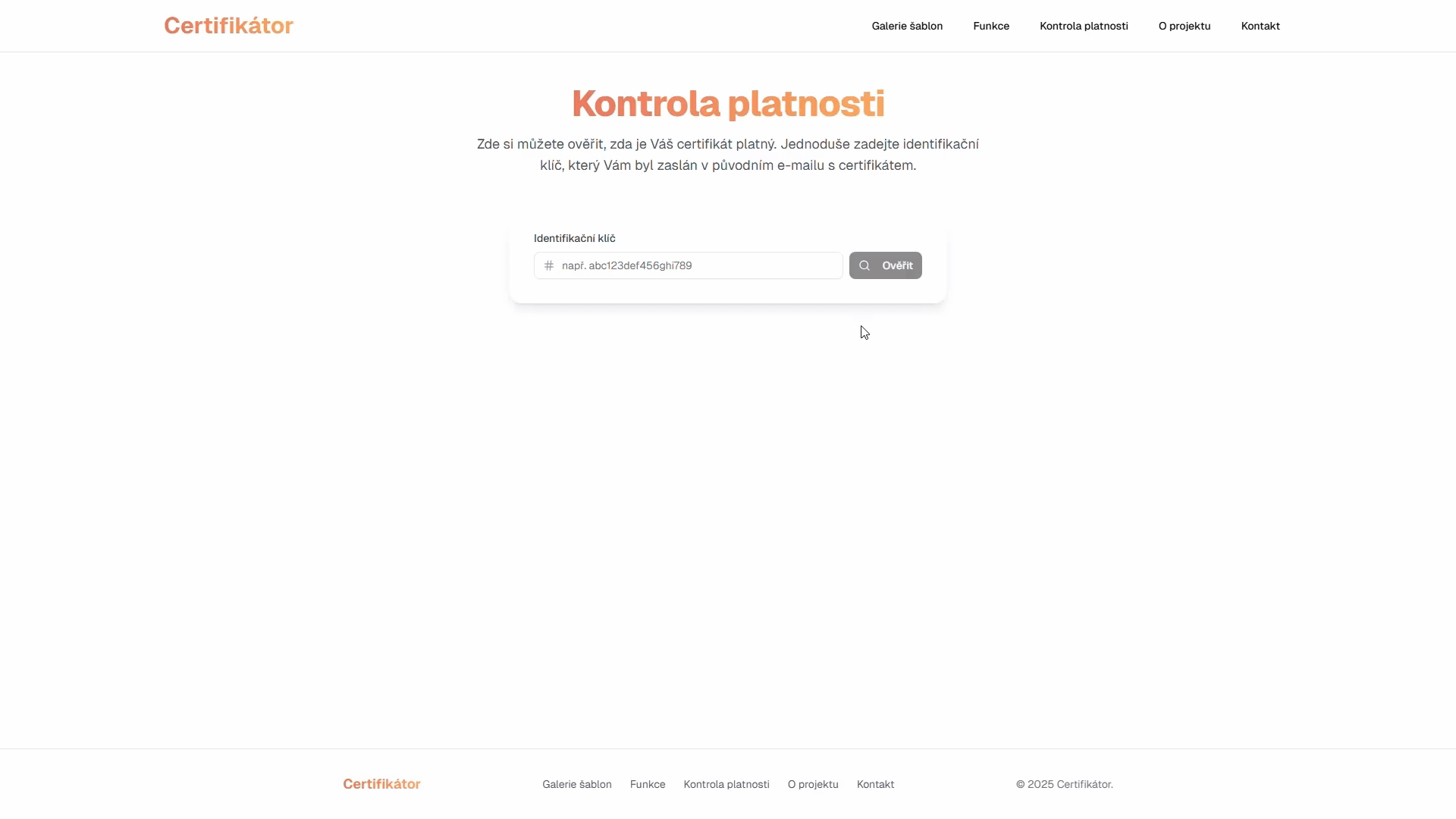 Náhled kontroly platnosti